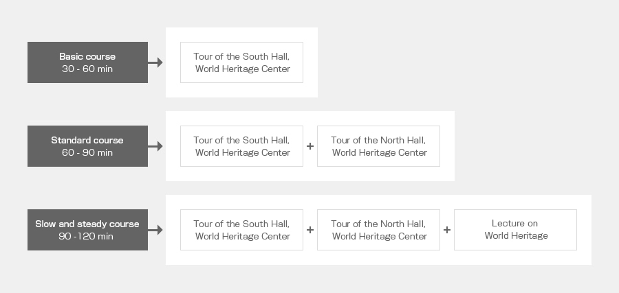 Basic course Program hours 30 - 60 min Tour of the South Hall, W